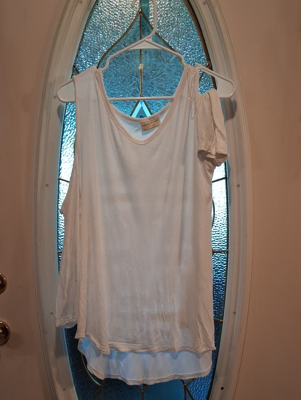 Bobbie Brooks White Cold-Shoulder Layered Tank